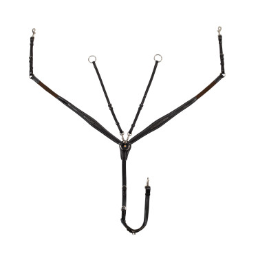 Collier de chasse Equestro en cuir à surpiqûre fantaisie avec martingale amovible Marron foncé