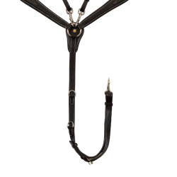 Collier de chasse Equestro en cuir à surpiqûre fantaisie avec martingale amovible Marron foncé