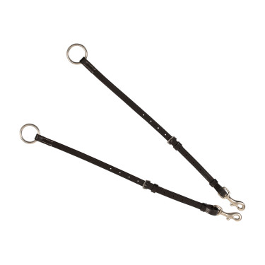 Collier de chasse Equestro en cuir à surpiqûre fantaisie avec martingale amovible Marron foncé