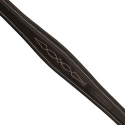 Collier de chasse Equestro en cuir à surpiqûre fantaisie avec martingale amovible Marron foncé