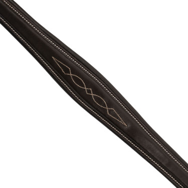 Collier de chasse Equestro en cuir à surpiqûre fantaisie avec martingale amovible Marron foncé