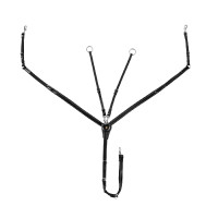 Collier de chasse Equestro en cuir avec inserts élastiques et martingale amovible Noir