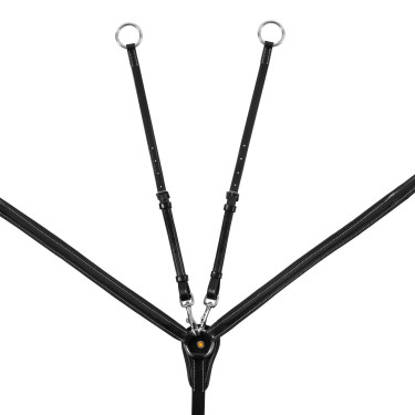 Collier de chasse Equestro en cuir avec inserts élastiques et martingale amovible Noir