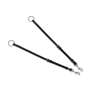 Collier de chasse Equestro en cuir avec inserts élastiques et martingale amovible Noir