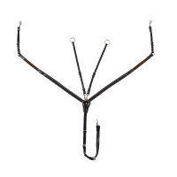 Collier de chasse Equestro en cuir avec inserts élastiques et martingale amovible Marron foncé