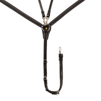 Collier de chasse Equestro en cuir avec inserts élastiques et martingale amovible Marron foncé