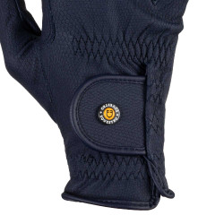 Gants unisexes Equestro rembourrés en cuir synthétique fermeture auto-agrippante Marine Bleu marine