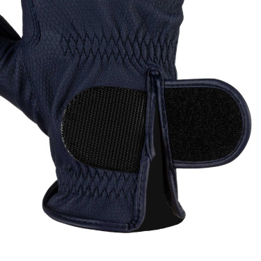 Gants unisexes Equestro rembourrés en cuir synthétique fermeture auto-agrippante Marine Bleu marine