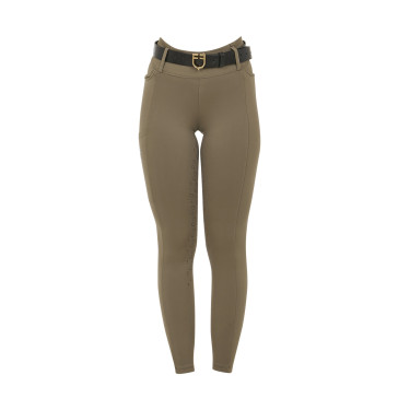 Dameslegging Equestro met hoge taille en riemlussen Walnoot Bruin