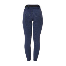 Dameslegging Equestro met hoge taille en riemlussen Marineblazer Marineblauw
