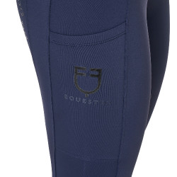 Dameslegging Equestro met hoge taille en riemlussen Marineblazer Marineblauw