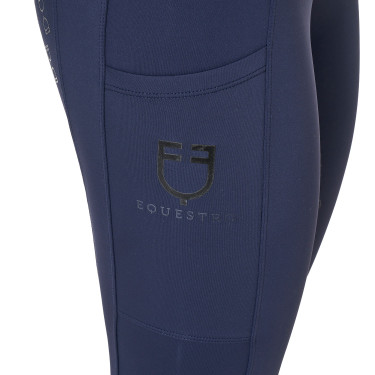 Dameslegging Equestro met hoge taille en riemlussen Marineblazer Marineblauw