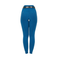 Dameslegging Equestro met hoge taille en riemlussen Koraalblauw Dameslegging Equestro met hoge taille en riemlussen Koraalblauw