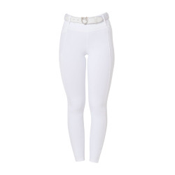 Dameslegging Equestro met hoge taille en riemlussen Wit