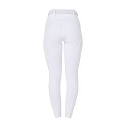 Dameslegging Equestro met hoge taille en riemlussen Wit