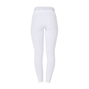 Dameslegging Equestro met hoge taille en riemlussen Wit