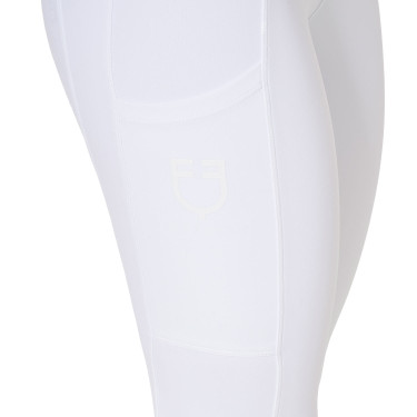Dameslegging Equestro met hoge taille en riemlussen Wit