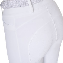 Dameslegging Equestro met hoge taille en riemlussen Wit