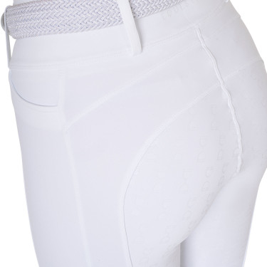 Dameslegging Equestro met hoge taille en riemlussen Wit