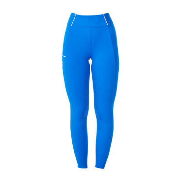 Legging femme Equestro x FISE full grip coupe slim Bleu de savoie