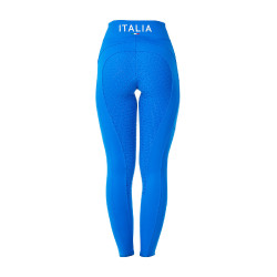 Legging femme Equestro x FISE full grip coupe slim Bleu de savoie