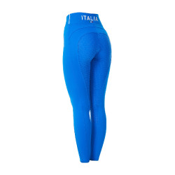 Legging femme Equestro x FISE full grip coupe slim Bleu de savoie