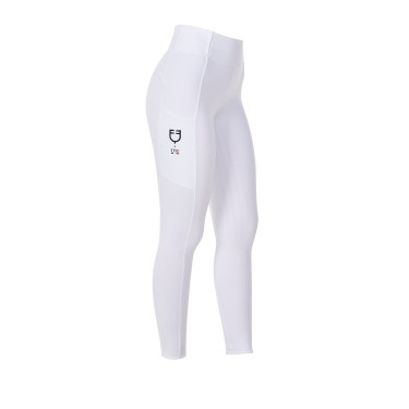 Legging femme Equestro x FISE full grip coupe slim Blanc