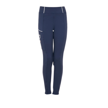 Meisjeslegging Equestro x FISE full grip slim fit coupe Marineblazer Marineblauw