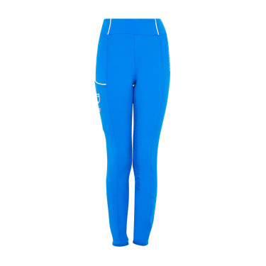 Legging fille Equestro x FISE full grip coupe slim Bleu de savoie