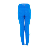 Legging fille Equestro x FISE full grip coupe slim Bleu de savoie