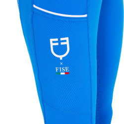 Meisjeslegging Equestro x FISE full grip slim fit coupe Blauw van Savoye