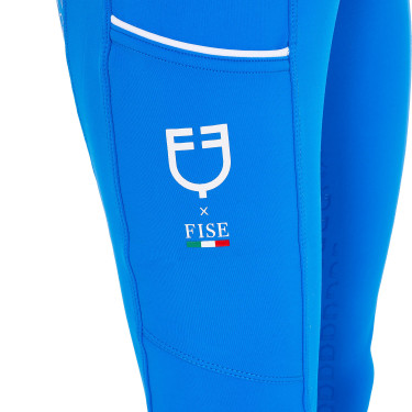 Meisjeslegging Equestro x FISE full grip slim fit coupe Blauw van Savoye