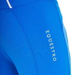 Legging fille Equestro x FISE full grip coupe slim Bleu de savoie