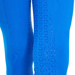 Legging fille Equestro x FISE full grip coupe slim Bleu de savoie