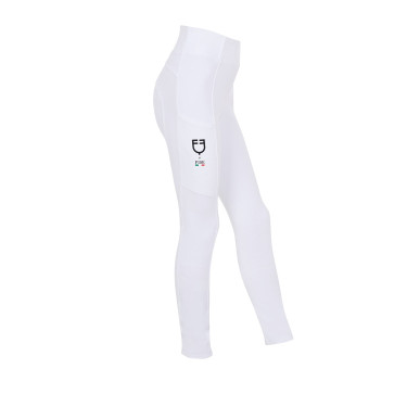 Legging fille Equestro x FISE full grip coupe slim Blanc