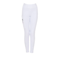 Legging fille Equestro x FISE full grip coupe slim Blanc