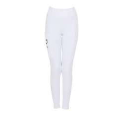 Legging fille Equestro x FISE full grip coupe slim Blanc