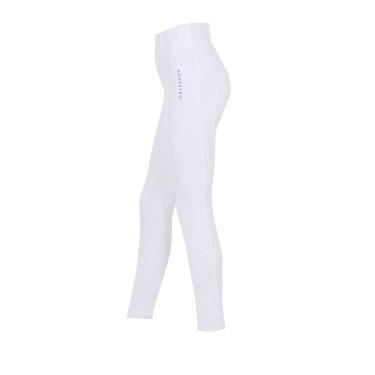 Legging fille Equestro x FISE full grip coupe slim Blanc