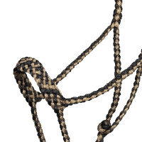 Pool’s touwhalster met brede neus met leadrope Zwart / beige