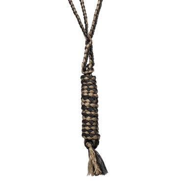 Pool’s touwhalster met brede neus met leadrope Zwart / beige