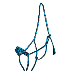 Licol corde Pool’s nez large avec longe Turquoise / noir Bleu Licol corde Pool’s nez large avec longe Turquoise / noir Bleu