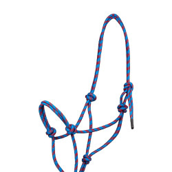 Licol corde Pool’s noué avec longe Bleu clair / rouge