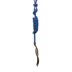 Licol corde Pool’s noué avec longe Bleu clair / rouge