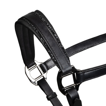 Licol en cuir Equestro anatomique Diamond Noir