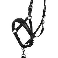 Licol ergonomique Equestro avec inserts en cuir Noir / bordeaux