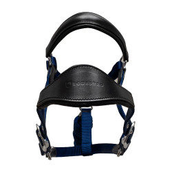 Licol ergonomique Equestro avec inserts en cuir Noir / marine Bleu marine