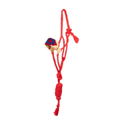 Pool’s mohair halster met Diamond-motief Rood / beige