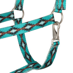 Nylon halster Pool’s met Navajo-motief Turkoois Blauw