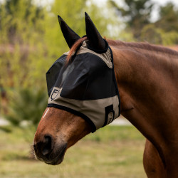 Masque anti-mouches Equestro avec logo frontal Walnut Marron