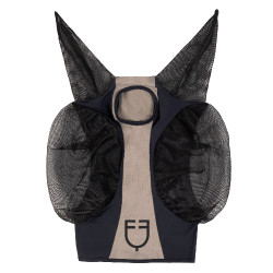 Tweekleurig Equestro vliegenmasker van mesh Antraciet / grijze flanelle